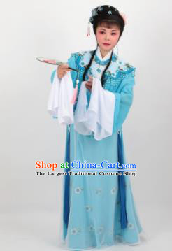 Chinese Traditional Professional Beijing Opera Diva Costumes Ancient Imperial Consort Blue Dress for Women