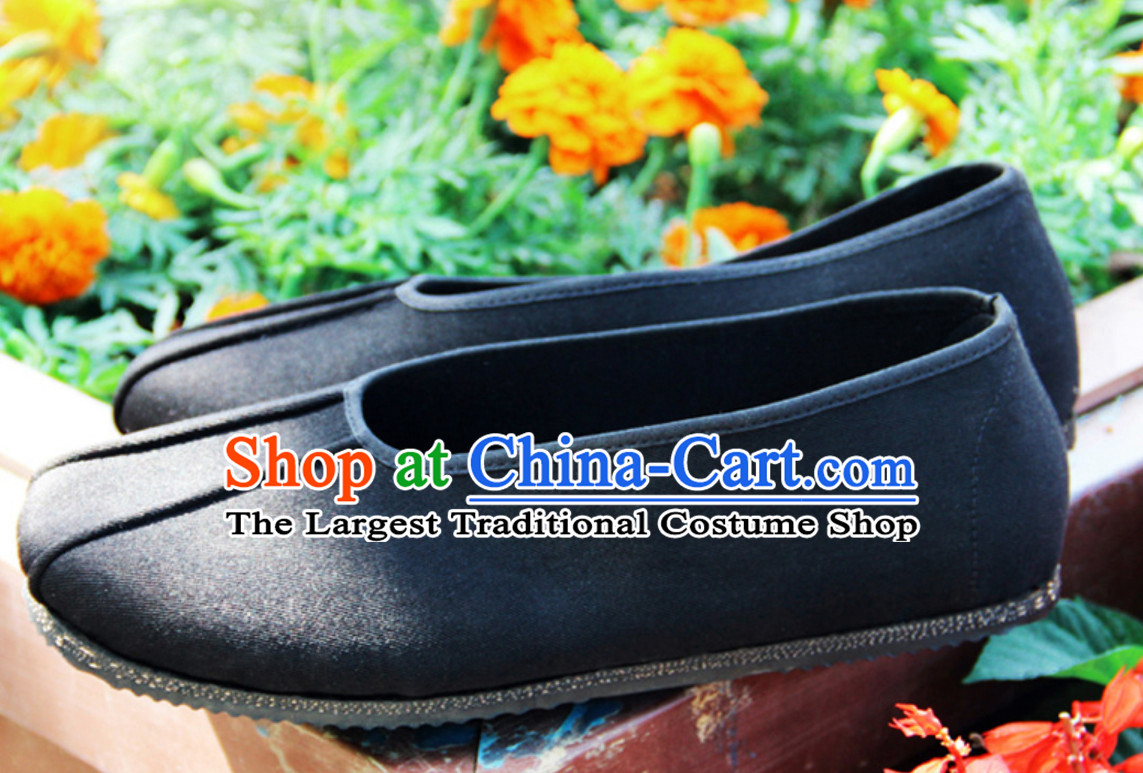 Chinese Traditional Beijing Opera Shoes Ancient Han Dynasty Warrior Black Boots for Men