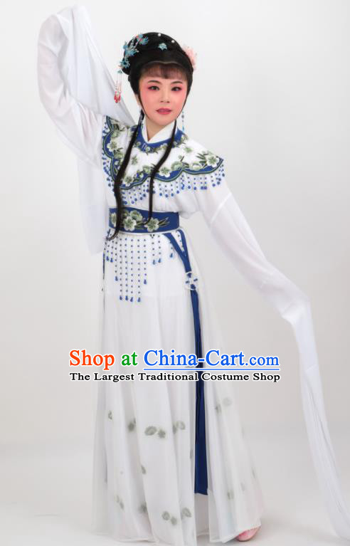 Chinese Traditional Professional Beijing Opera Diva Costumes Ancient Imperial Consort White Dress for Women