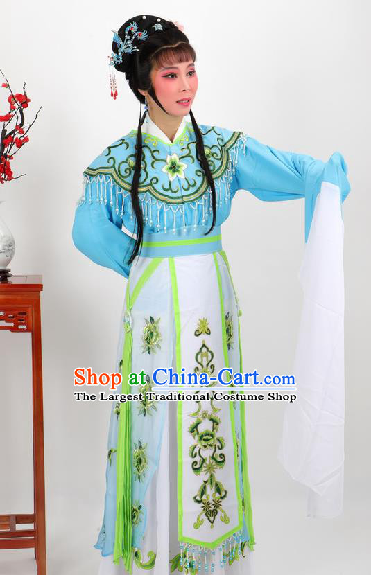 Professional Chinese Traditional Beijing Opera Diva Blue Dress Ancient Imperial Consort Costumes for Women
