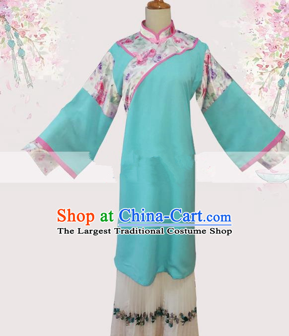 Professional Chinese Traditional Beijing Opera Woman Matchmaker Light Blue Dress Ancient Landlord Shiva Costumes for Women