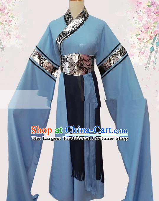 Professional Chinese Traditional Beijing Opera Young Lady Blue Dress Ancient Maidservants Costume for Women