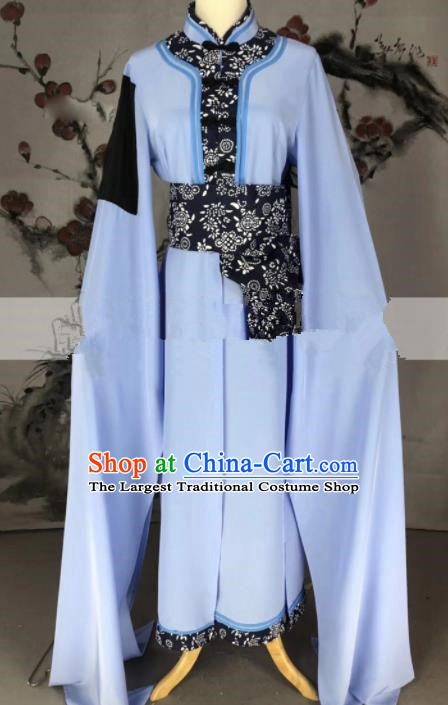 Professional Chinese Traditional Beijing Opera Blue Dress Ancient Country Lady Costume for Women
