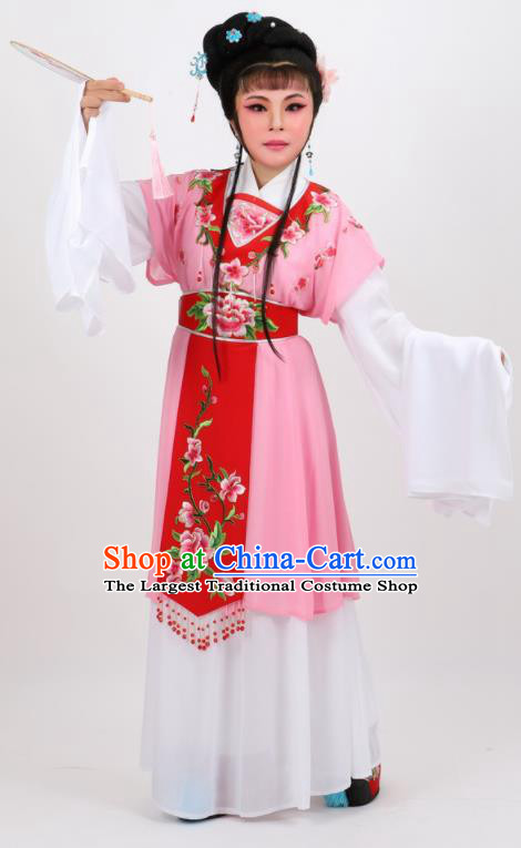 Chinese Traditional Peking Opera Diva Kou Zhu Pink Dress Ancient Court Maid Costume for Women