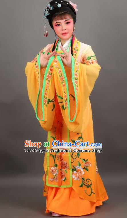 Chinese Traditional Peking Opera Diva Empress Orange Dress Ancient Court Queen Costume for Women