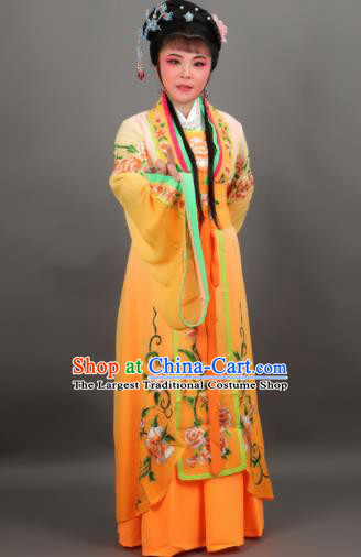 Chinese Traditional Peking Opera Diva Empress Orange Dress Ancient Court Queen Costume for Women