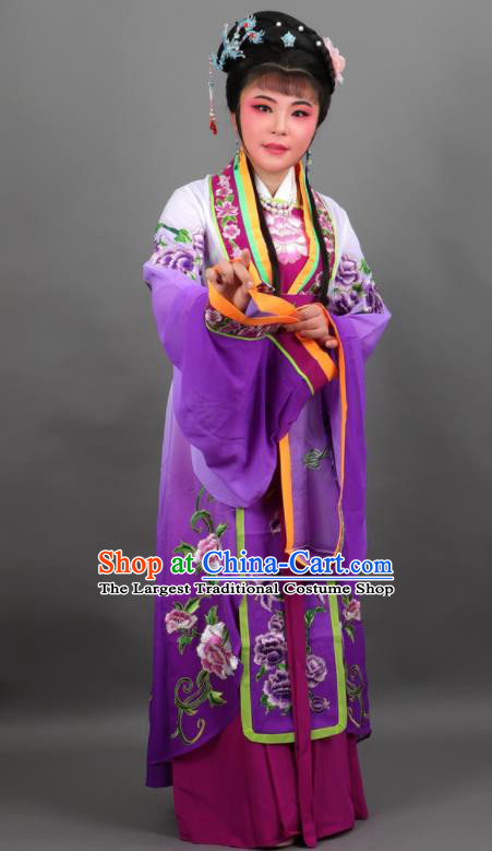 Chinese Traditional Peking Opera Diva Empress Purple Dress Ancient Court Queen Costume for Women