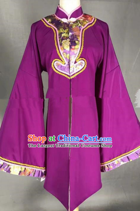 Chinese Traditional Peking Opera Old Female Purple Dress Ancient Dowager Countess Costume for Women