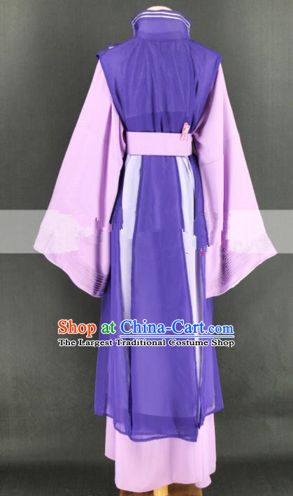Chinese Traditional Peking Opera Diva Purple Dress Ancient Countess Costume for Women