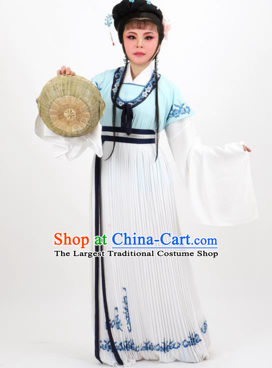 Professional Chinese Traditional Peking Opera Diva White Dress Ancient Young Lady Costume for Women