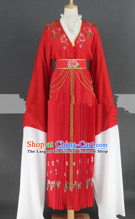 Professional Chinese Traditional Peking Opera Red Dress Ancient Palace Maid Costume for Women