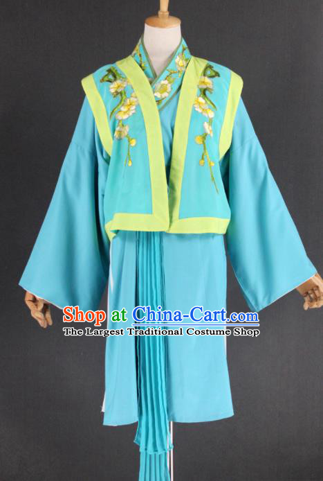 Professional Chinese Traditional Beijing Opera Blue Clothing Ancient Scholar Livehand Costume for Men
