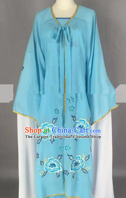 Chinese Traditional Peking Opera Actress Servant Girl Blue Dress Ancient Poor Lady Costume for Women
