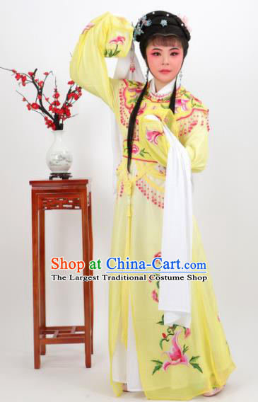 Chinese Traditional Peking Opera Actress Court Princess Yellow Dress Ancient Palace Lady Costume for Women