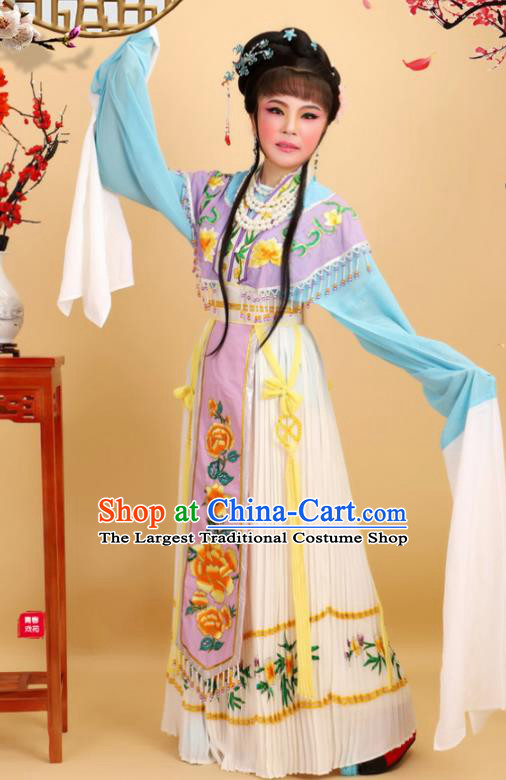 Chinese Traditional Peking Opera Royal Princess Lilac Dress Ancient Court Lady Costume for Women