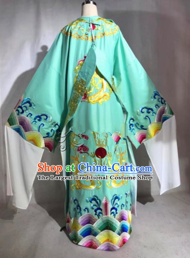 Professional Chinese Traditional Beijing Opera Green Imperial Robe Ancient Emperor Costume for Men