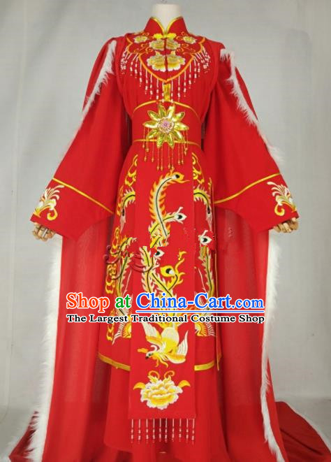 Chinese Traditional Peking Opera Diva Wang Zhaojun Red Dress Ancient Imperial Consort Costume for Women