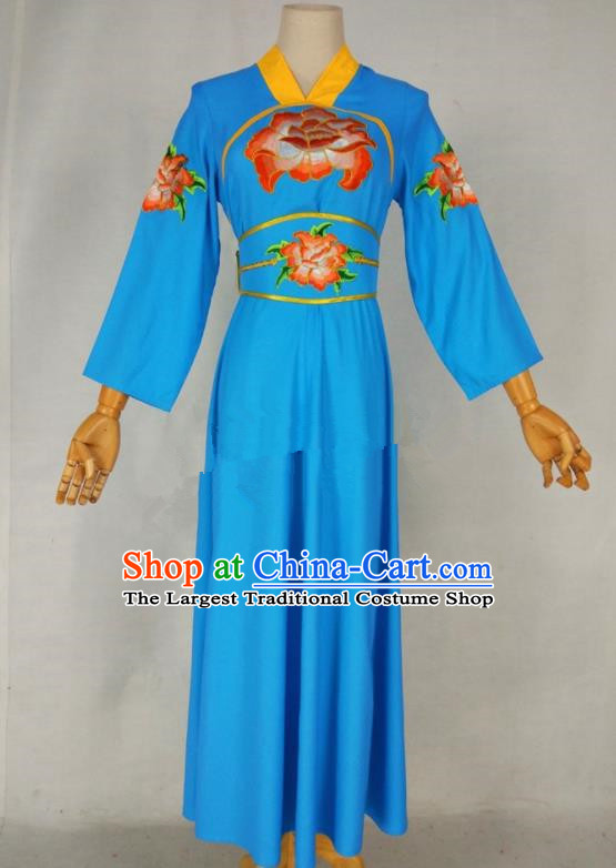 Chinese Traditional Peking Opera Young Lady Blue Dress Ancient Servant Girl Costume for Women