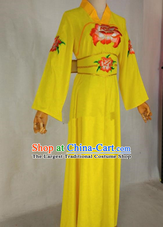 Chinese Traditional Peking Opera Young Lady Yellow Dress Ancient Servant Girl Costume for Women