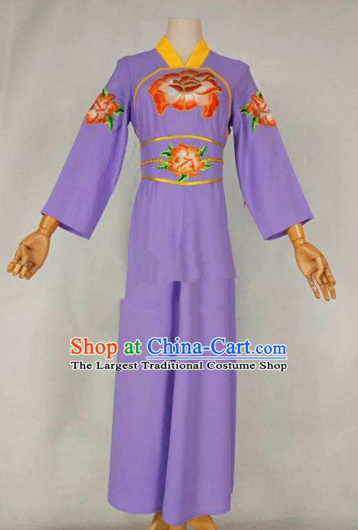 Chinese Traditional Peking Opera Young Lady Purple Dress Ancient Servant Girl Costume for Women