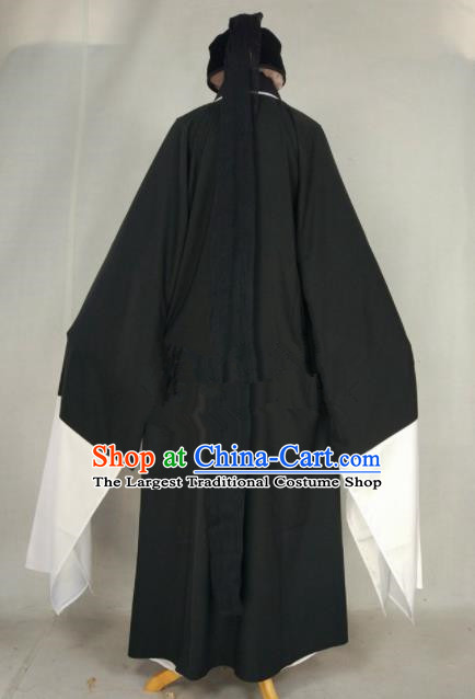 Chinese Traditional Beijing Opera Niche Liang Shanbo Black Robe Ancient Scholar Costume for Men