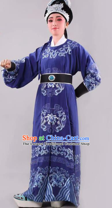 Chinese Traditional Beijing Opera Takefu Royalblue Robe Ancient Number One Scholar Costume for Men