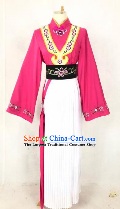 Chinese Traditional Peking Opera Servant Girl Rosy Dress Ancient Maidservant Costume for Women