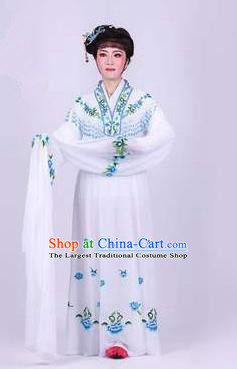Chinese Traditional Peking Opera Actress Rich Lady White Dress Ancient Royal Princess Costume for Women
