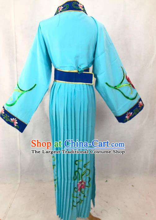 Chinese Traditional Peking Opera Actress Court Maid Blue Dress Ancient Taoist Nun Costume for Women