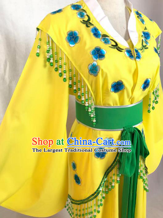 Chinese Traditional Peking Opera Actress Court Maid Yellow Dress Ancient Maidservant Costume for Women