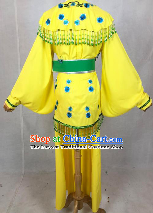 Chinese Traditional Peking Opera Actress Court Maid Yellow Dress Ancient Maidservant Costume for Women