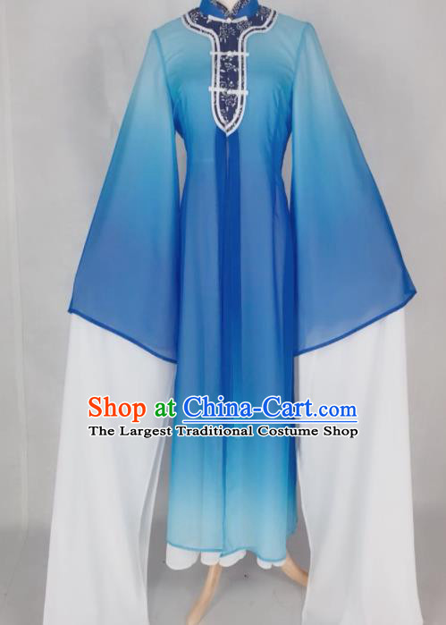 Chinese Traditional Peking Opera Actress Qin Xianglian Blue Dress Ancient Countess Costume for Women