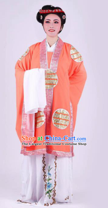Chinese Traditional Peking Opera Actress Orange Dress Ancient Dowager Countess Costume for Women