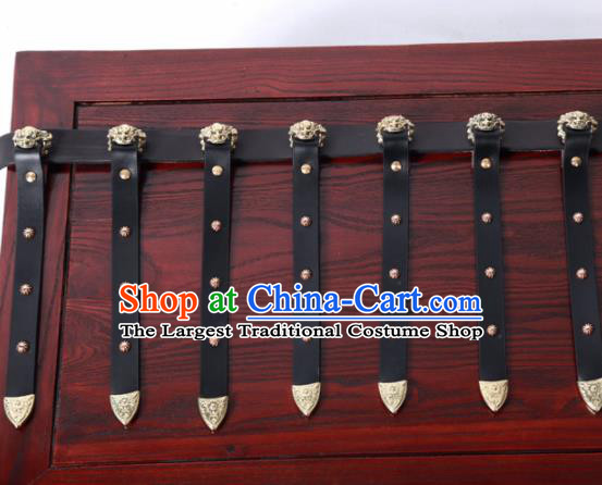 Chinese Traditional Tang Dynasty Imperial Bodyguard Hanfu Belts Ancient Swordsman Leather Waistband for Men