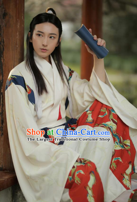 Asian Chinese Jin Dynasty Nobility Childe Hanfu Clothing Traditional Ancient Crown Prince Costumes for Men