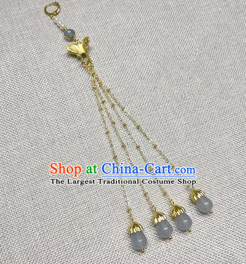 Chinese Traditional Hanfu Golden Butterfly Tassel Brooch Accessories Ancient Qing Dynasty Queen Breastpin Pendant for Women