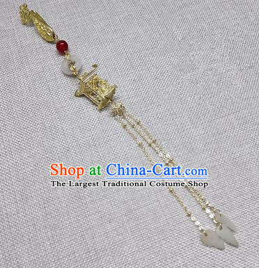 Chinese Traditional Hanfu Palace Golden Tassel Brooch Accessories Ancient Qing Dynasty Queen Breastpin Pendant for Women