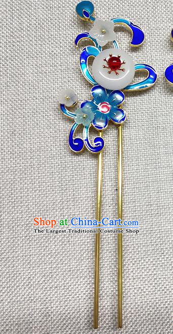 Chinese Ancient Princess Blue Hair Clip Traditional Hair Accessories Hanfu Hairpins for Women