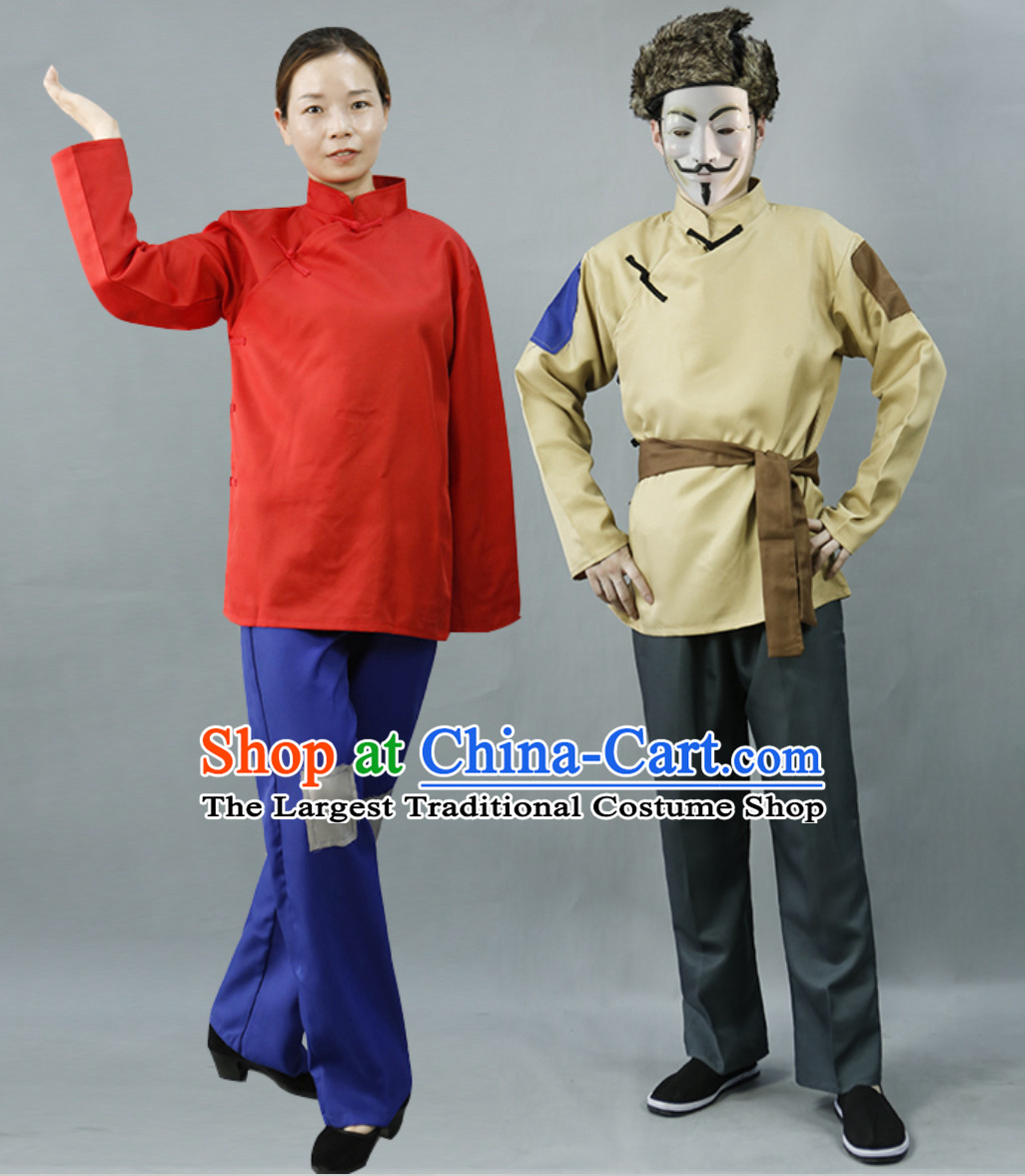 Traditional Chinese Poor People Clothes Costume Farmer Costumes Chinese Civilian Costumes for Men and Women