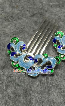 Chinese Ancient Palace Princess Blue Hair Comb Traditional Hair Accessories Hanfu Hairpins for Women