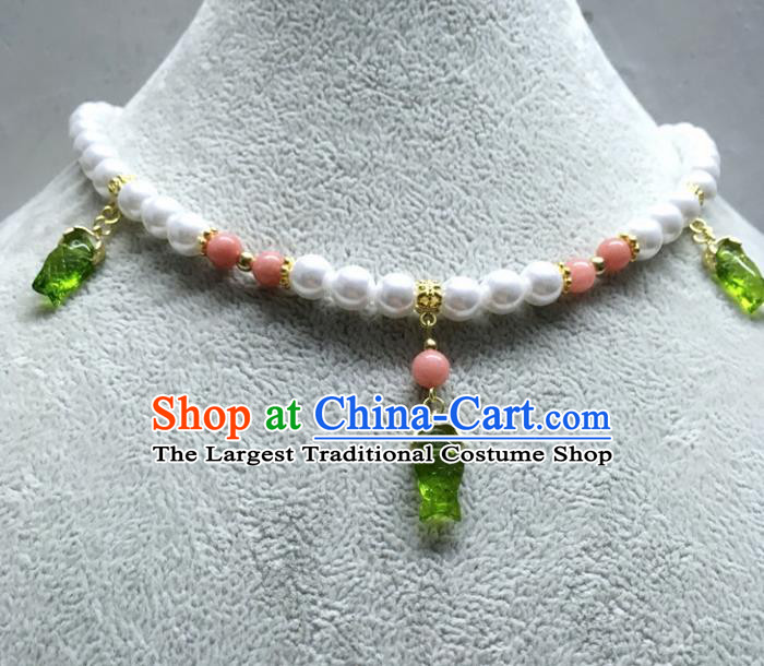 Chinese Traditional Hanfu Green Fish Necklace Accessories Ancient Princess Necklet for Women