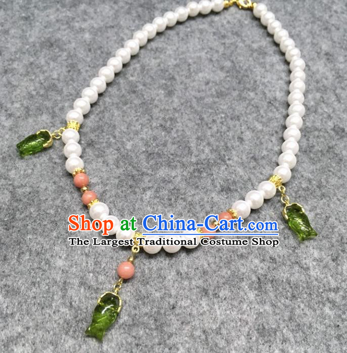 Chinese Traditional Hanfu Green Fish Necklace Accessories Ancient Princess Necklet for Women