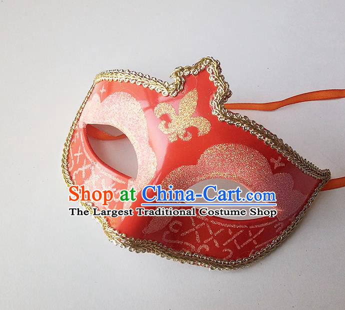 Handmade Halloween Cosplay Venice Carnival Red Mask Fancy Ball Stage Show Face Masks Accessories for Women