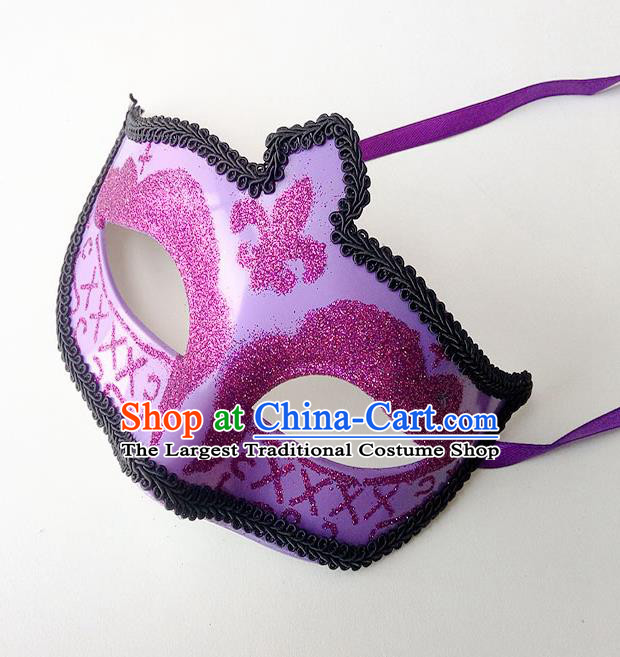 Handmade Halloween Cosplay Venice Carnival Purple Mask Fancy Ball Stage Show Face Masks Accessories for Women