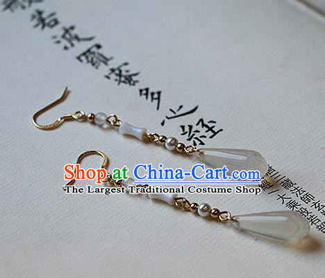 Chinese Traditional Hanfu Ceramics Ear Accessories Ancient Tang Dynasty Princess Earrings for Women