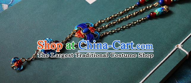 Chinese Ancient Qing Dynasty Cloisonne Bat Brooch Pendant Traditional Hanfu Imperial Consort Accessories for Women