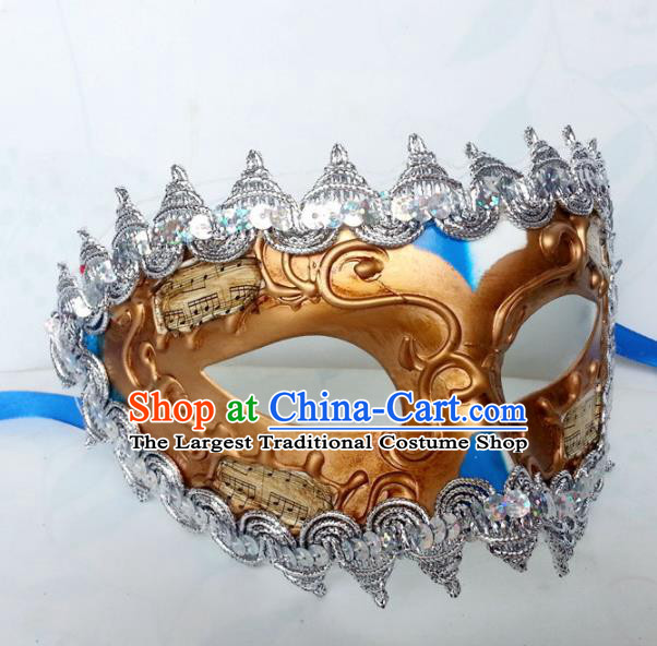 Handmade Venice Carnival Bronze Mask Halloween Cosplay Fancy Ball Face Masks Accessories for Men