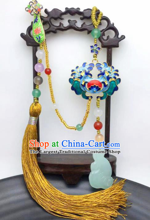 Chinese Traditional Hanfu Court Cloisonne Breastpin Accessories Ancient Qing Dynasty Imperial Consort Brooch Pendant for Women