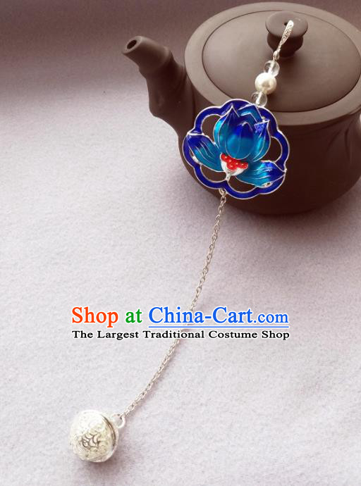 Chinese Traditional Hanfu Cloisonne Lotus Brooch Pendant Ancient Cheongsam Breastpin Accessories for Women