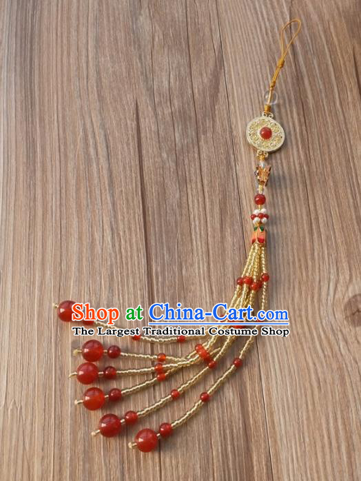 Chinese Traditional Hanfu Golden Tassel Brooch Pendant Ancient Cheongsam Breastpin Accessories for Women
